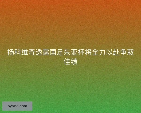 扬科维奇透露国足东亚杯将全力以赴争取佳绩